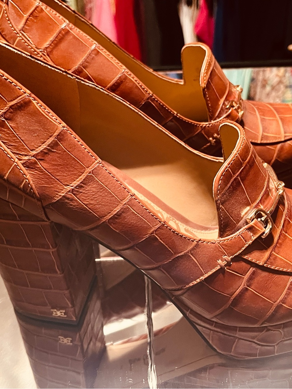 Same Edelman high heel brow leather loafers size 10 - Picture 5 of 6